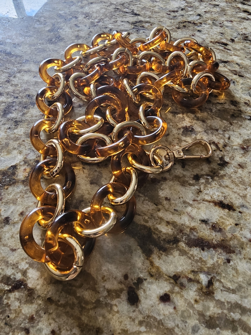 Tortoiseshell Gold Color Bag Strap for Women - Necklace Or Bag Accessory